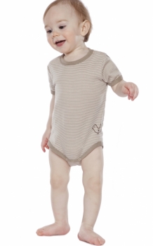 Baby Kurzarmbody  taupe-gestreift kbA