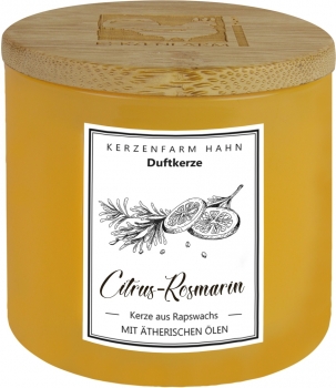 Kräuter Duftkerze im Glas gelb | Citrus-Rosmarin